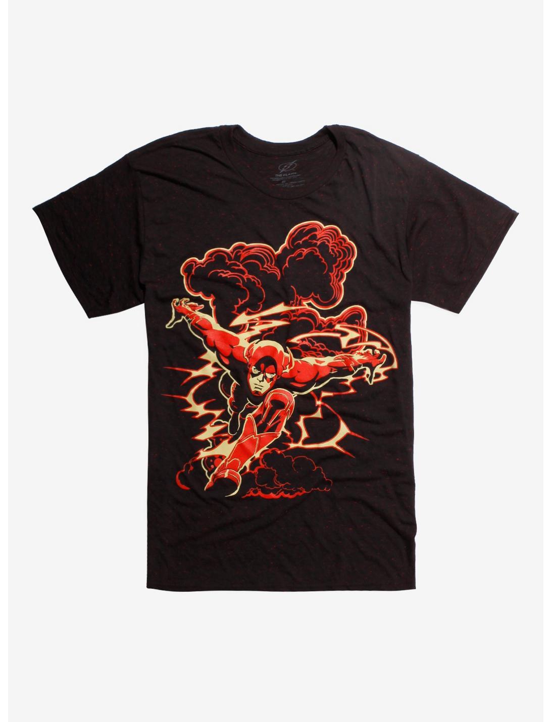 DC Comics The Flash Running Smoke Speckled T-Shirt Hot Topic Exclusive, BLACK, hi-res