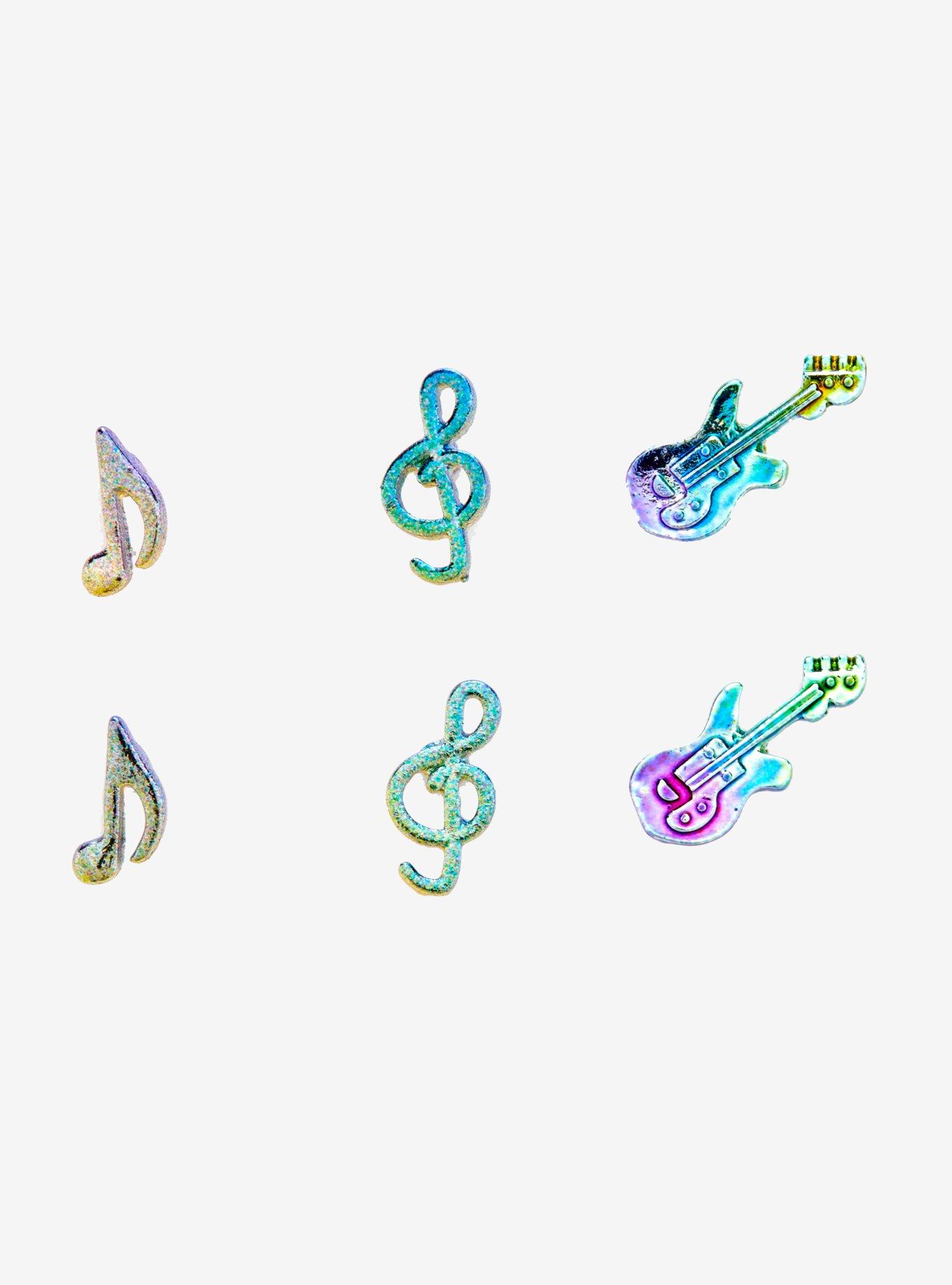 Musical Note Anodized Rainbow Earring Set, , hi-res