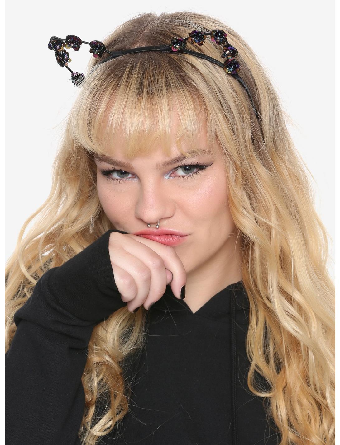 Blackheart Iridescent Flower Cat Ear Headband, , hi-res