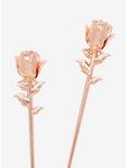 Loungefly Disney Beauty And The Beast Rose Gold Rose Hair Sticks, , hi-res