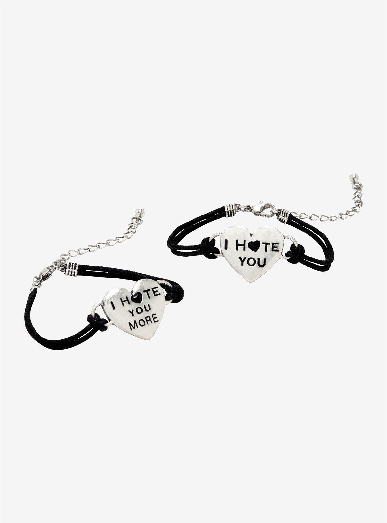 Blackheart I Hate You Heart Cord Bracelet Set, , hi-res