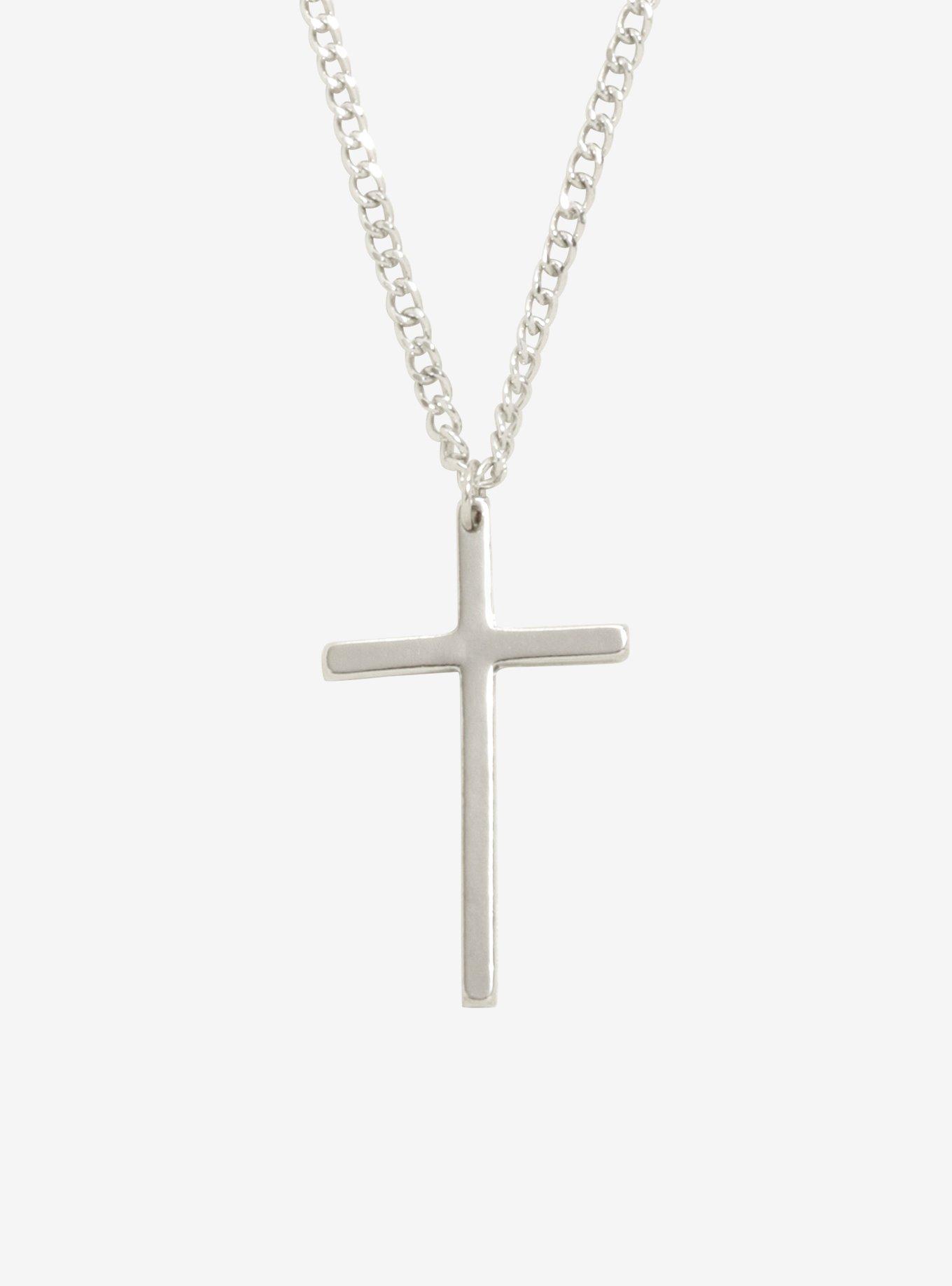 Silver Cross Men's Necklace, , hi-res