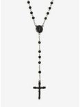Blackheart Black Bead Rosary Necklace, , hi-res