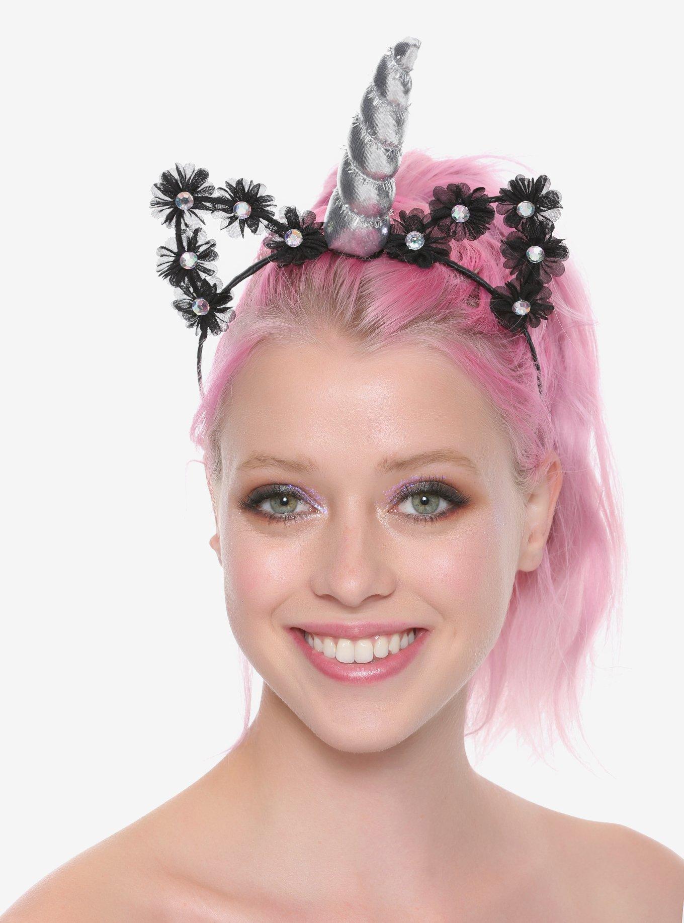 Caticorn Floral Cat Ear Headband, , hi-res
