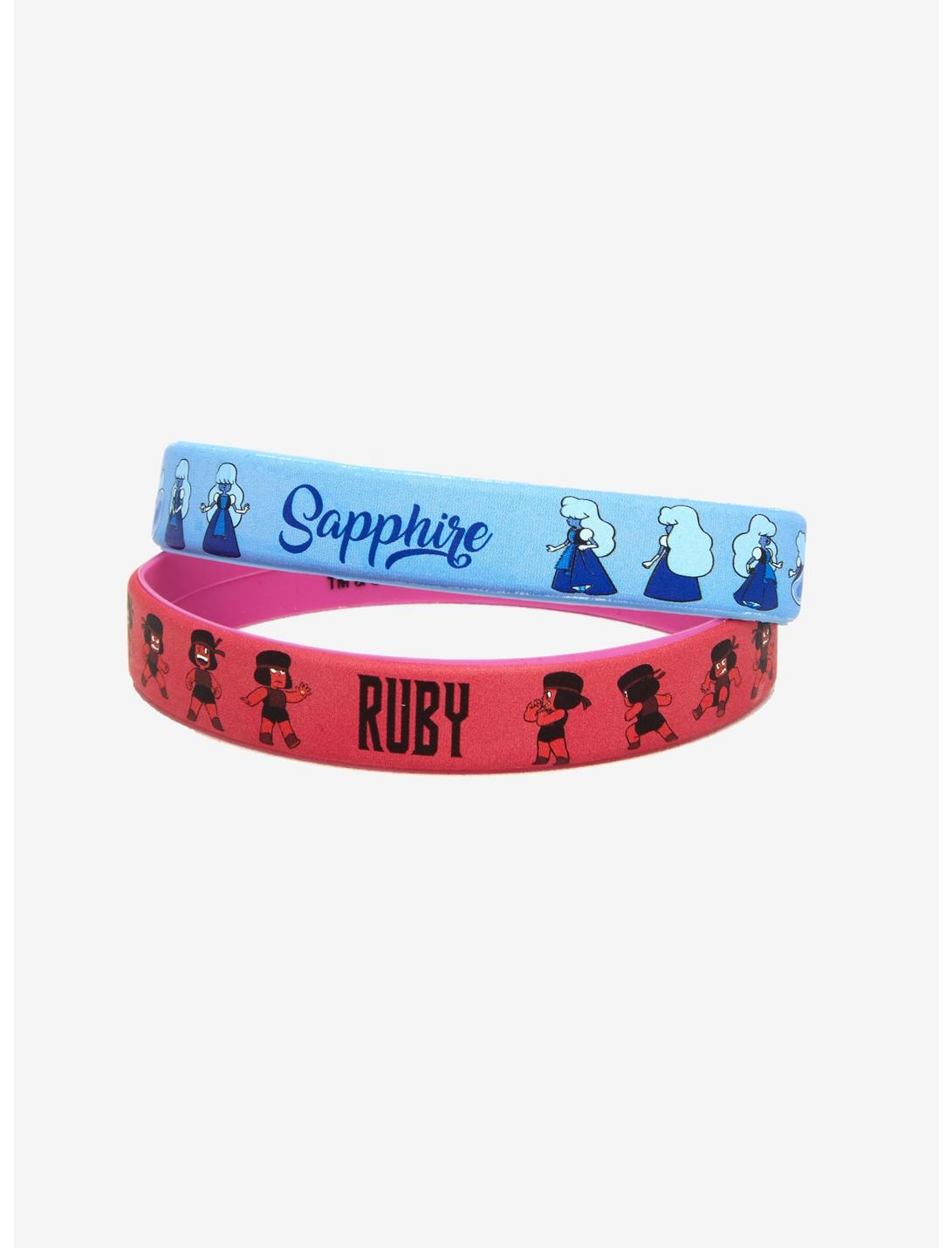 Steven Universe Ruby & Sapphire Rubber Bracelet Set, , hi-res