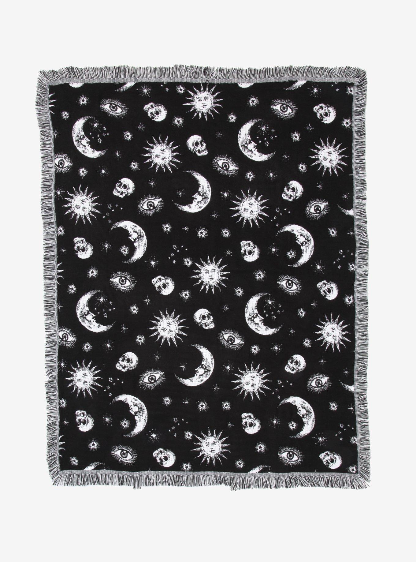 Black & White Celestial Woven Tapestry Throw Blanket, , hi-res