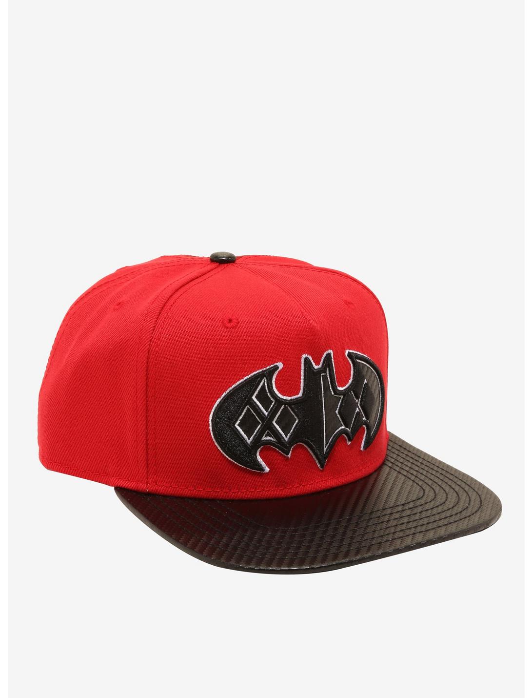 DC Comics Harley Quinn Batman Logo Carbon Fiber Snapback Hat, , hi-res