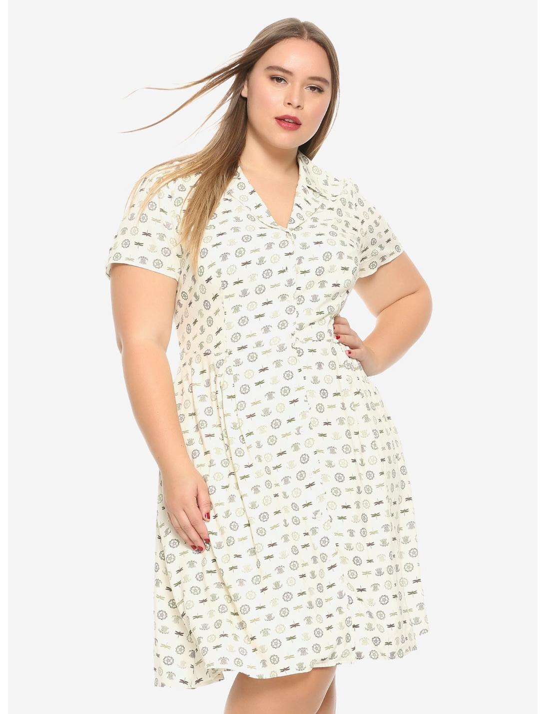Outlander 1940s Shirt Dress Plus Size Hot Topic Exclusive, IVORY, hi-res