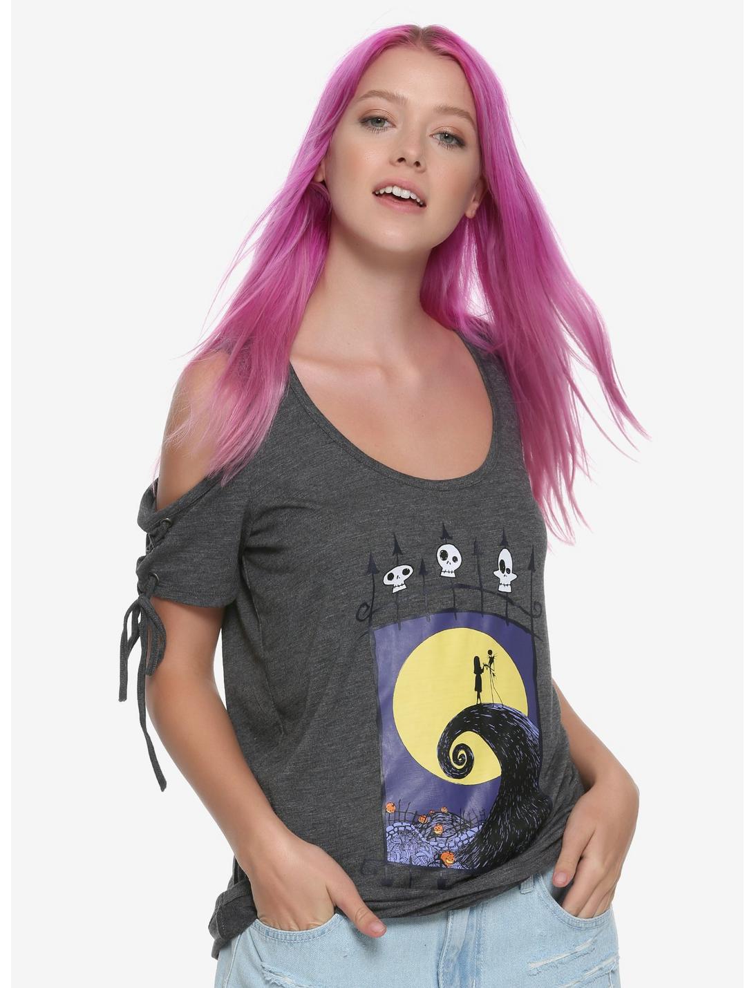 The Nightmare Before Christmas Girls Cold Shoulder Top, MULTI, hi-res