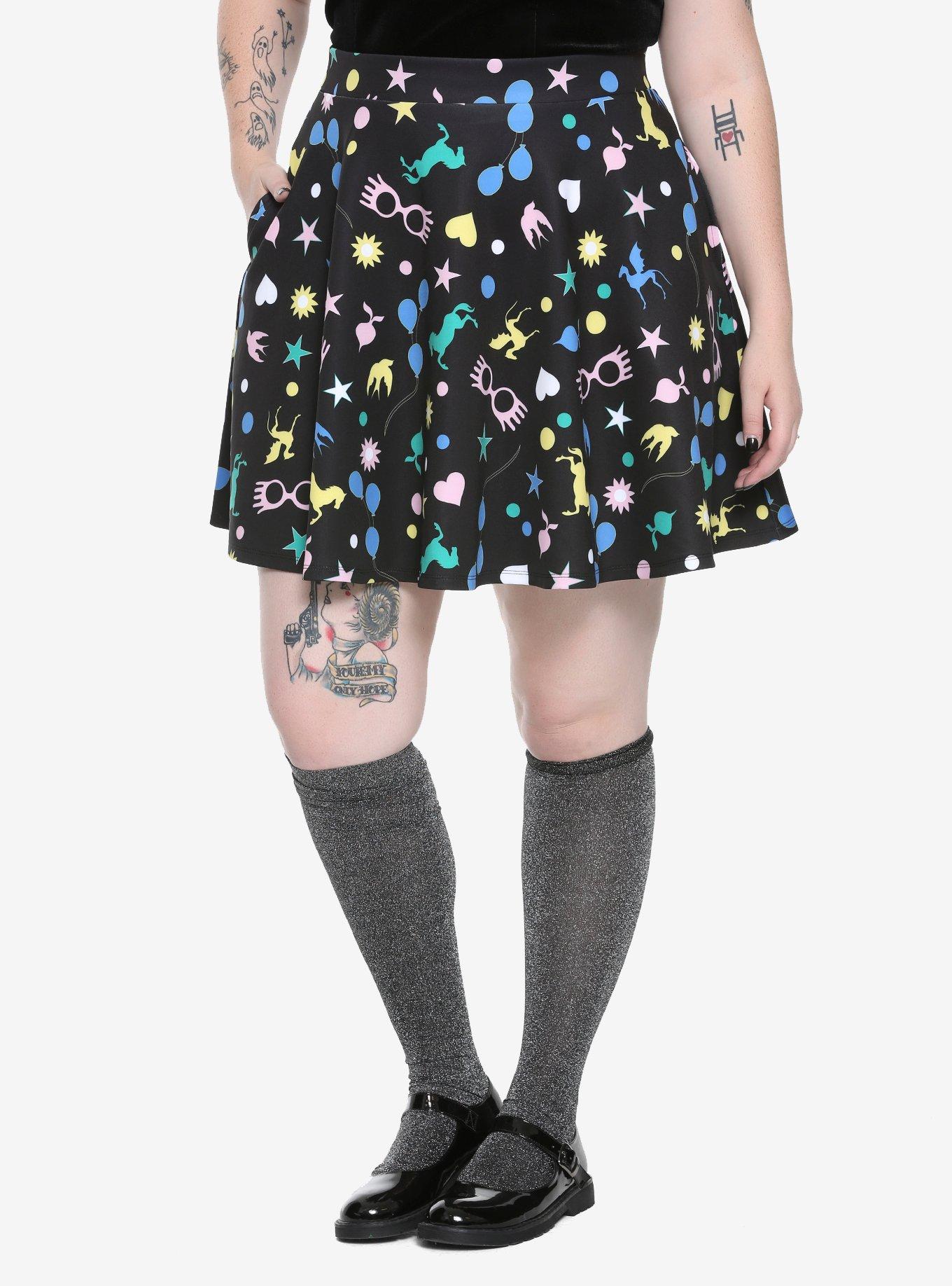 Harry Potter Luna Lovegood Icon Skater Skirt Plus Size, BLACK, hi-res