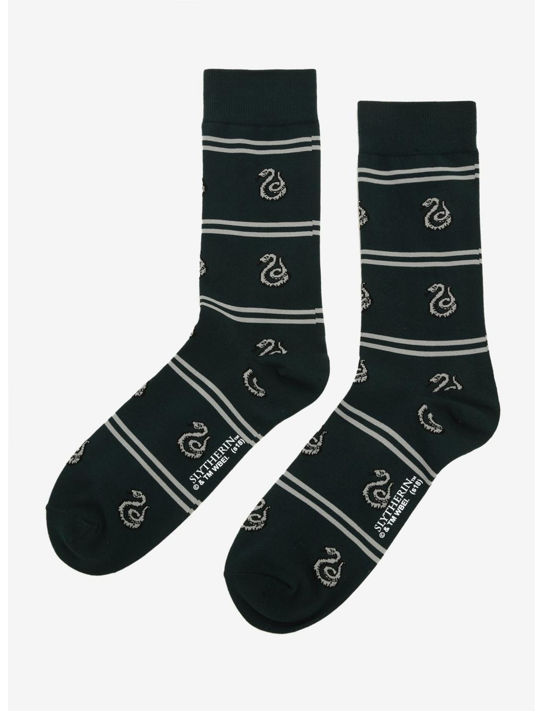Harry Potter Slytherin Striped Dress Socks - BoxLunch Exclusive, , hi-res