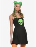 Alien Head Fit & Flare Dress, BLACK, hi-res