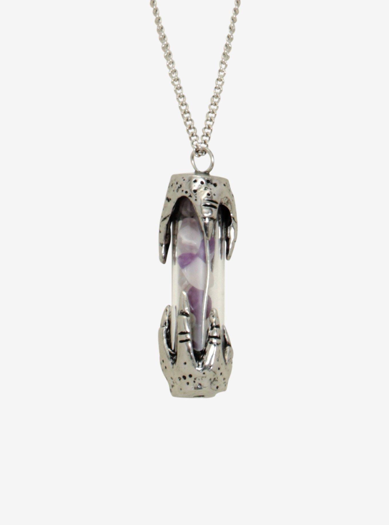 Blackheart Dragon Hands Crystal Vial Necklace, , hi-res