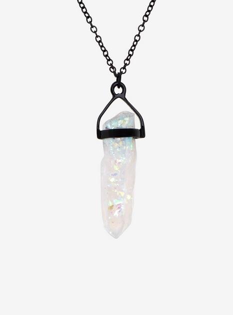 Blackheart Iridescent Crystal Matte Black Necklace | Hot Topic