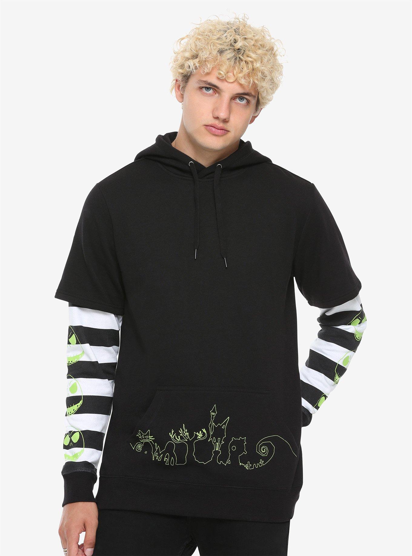 The Nightmare Before Christmas Twofer Striped Hoodie, BLACK, hi-res