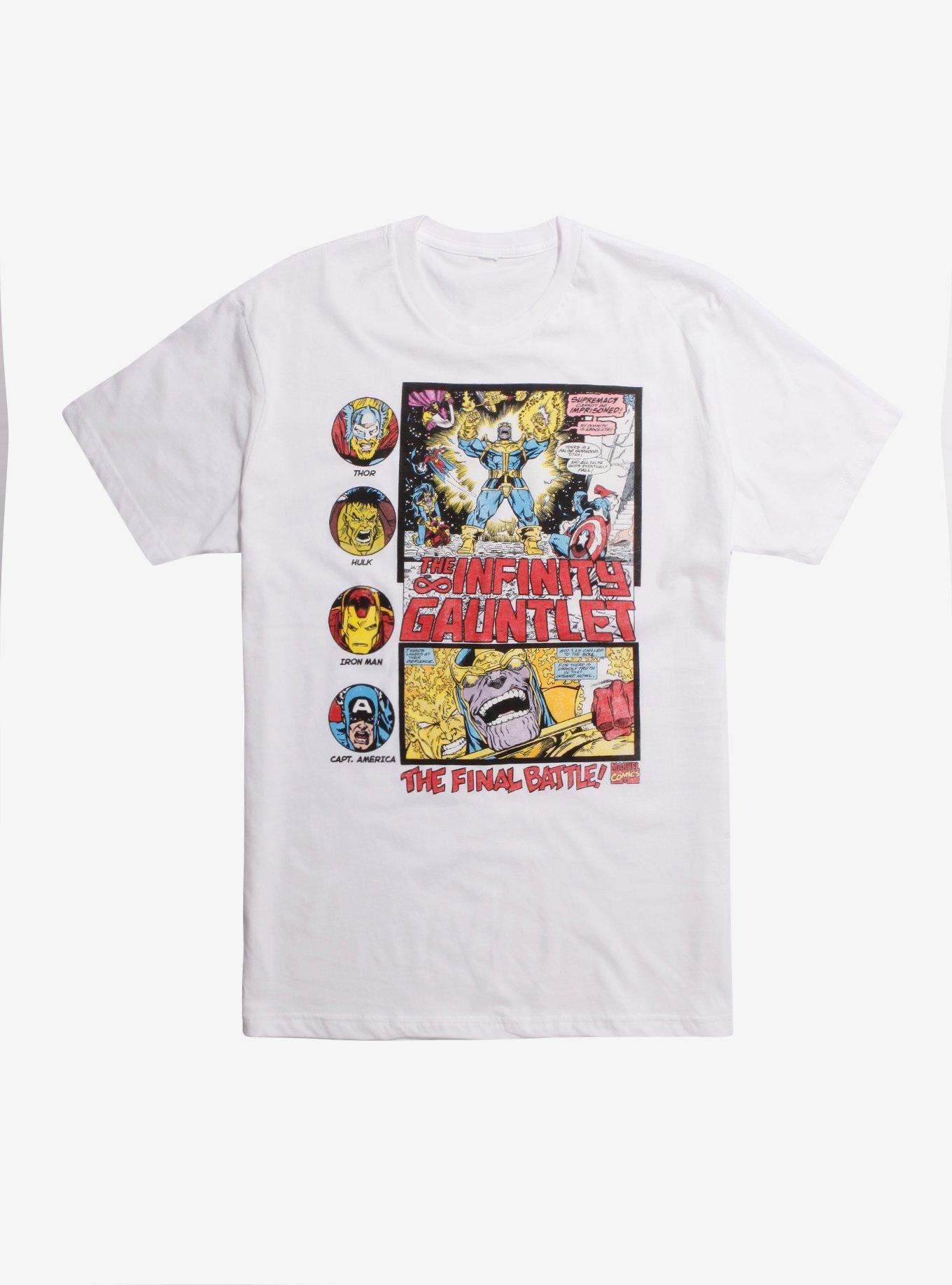 Marvel The Infinity Gauntlet Final Battle T-Shirt Hot Topic Exclusive, WHITE, hi-res