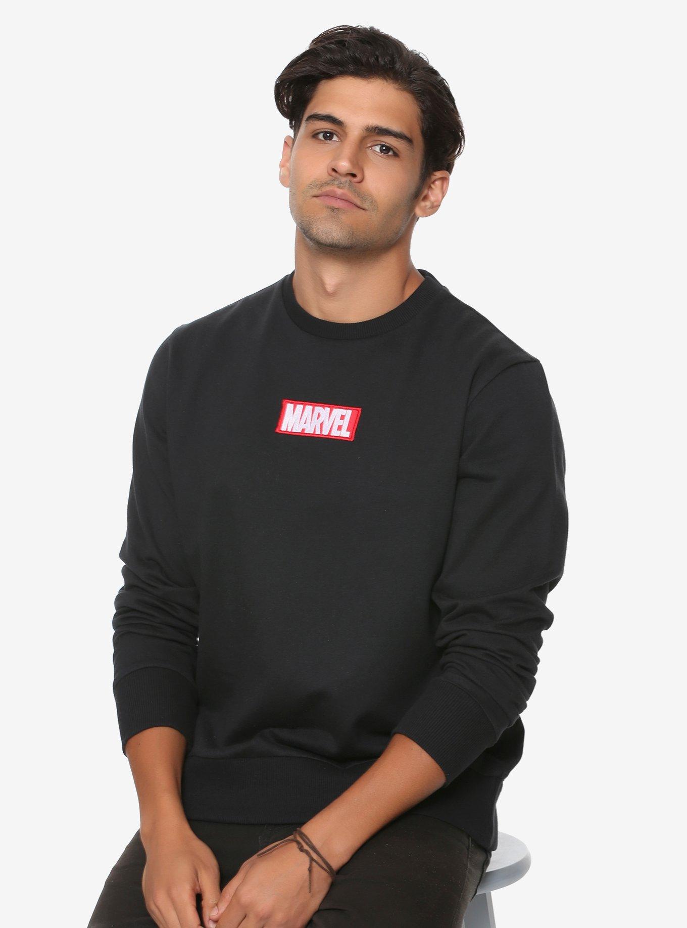 Marvel Logo Crewneck Sweatshirt - BoxLunch Exclusive, BLACK, hi-res