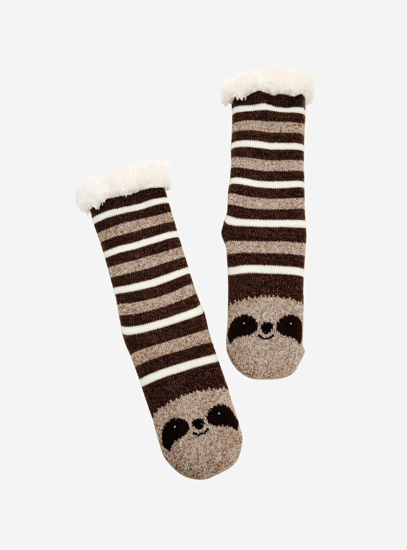 Cozy Sloth Slipper Socks, , hi-res