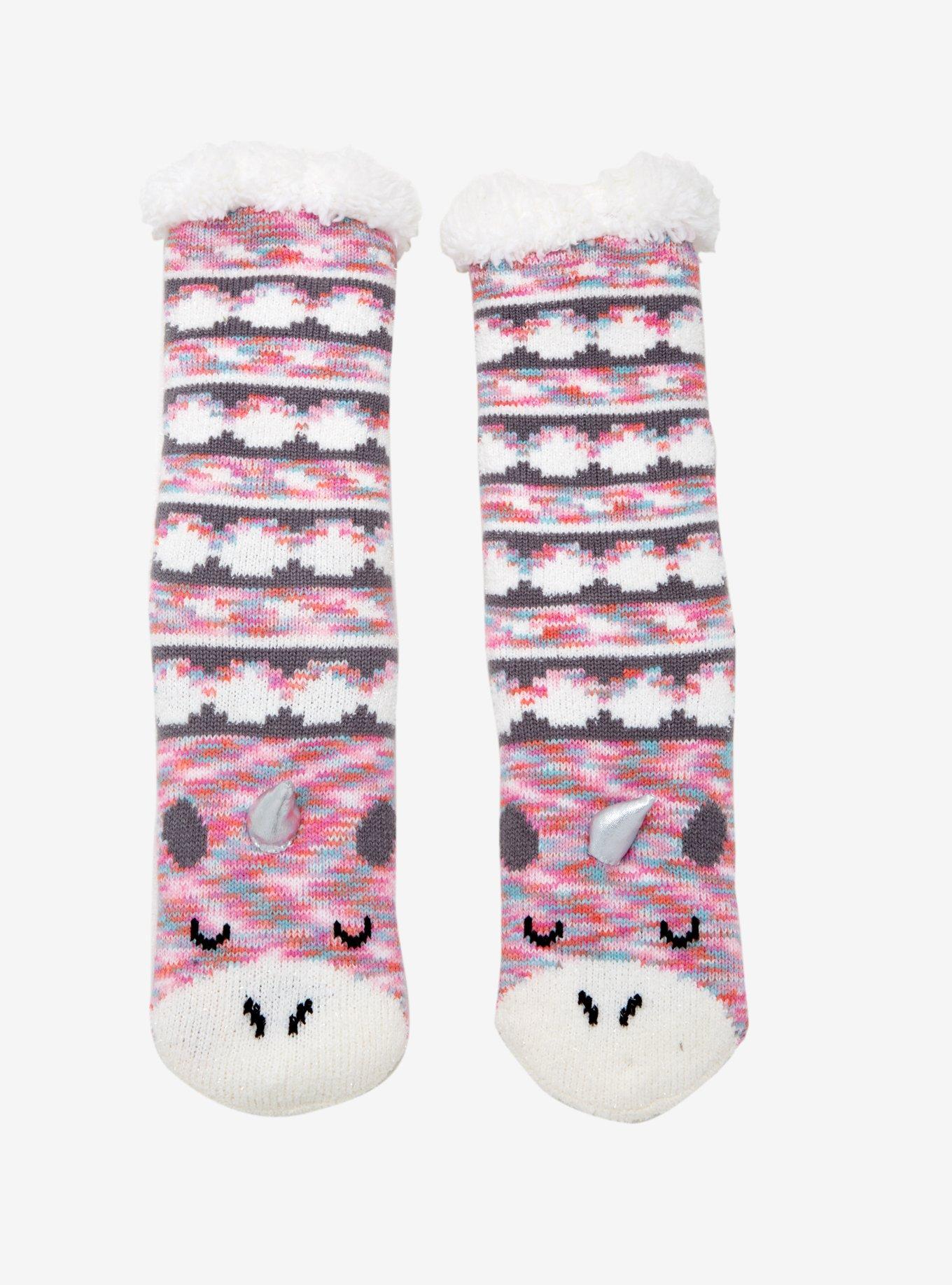 Sparkly Unicorn Slipper Socks, , hi-res