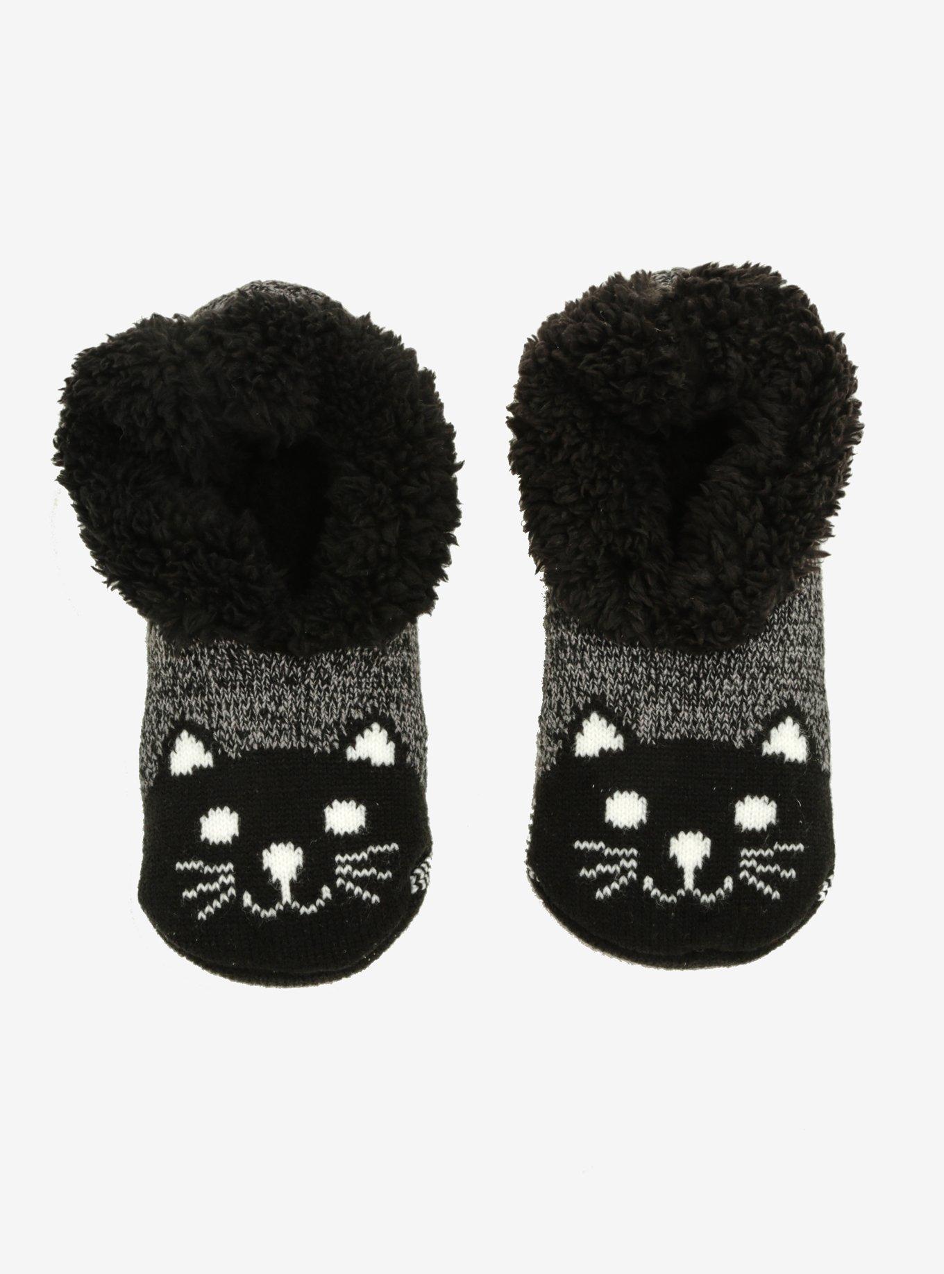 Black Cat Cozy Slippers, , hi-res