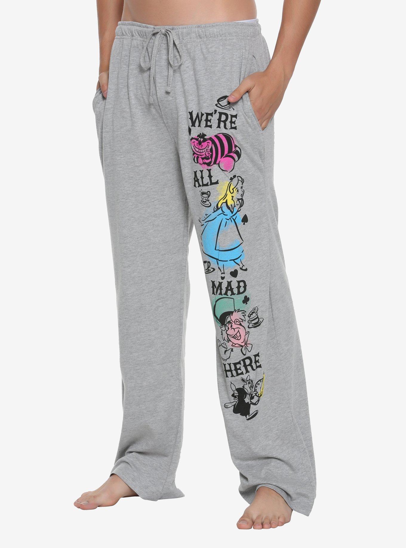 Disney Alice In Wonderland We're All Mad Here Guys Pajama Pants, GREY, hi-res