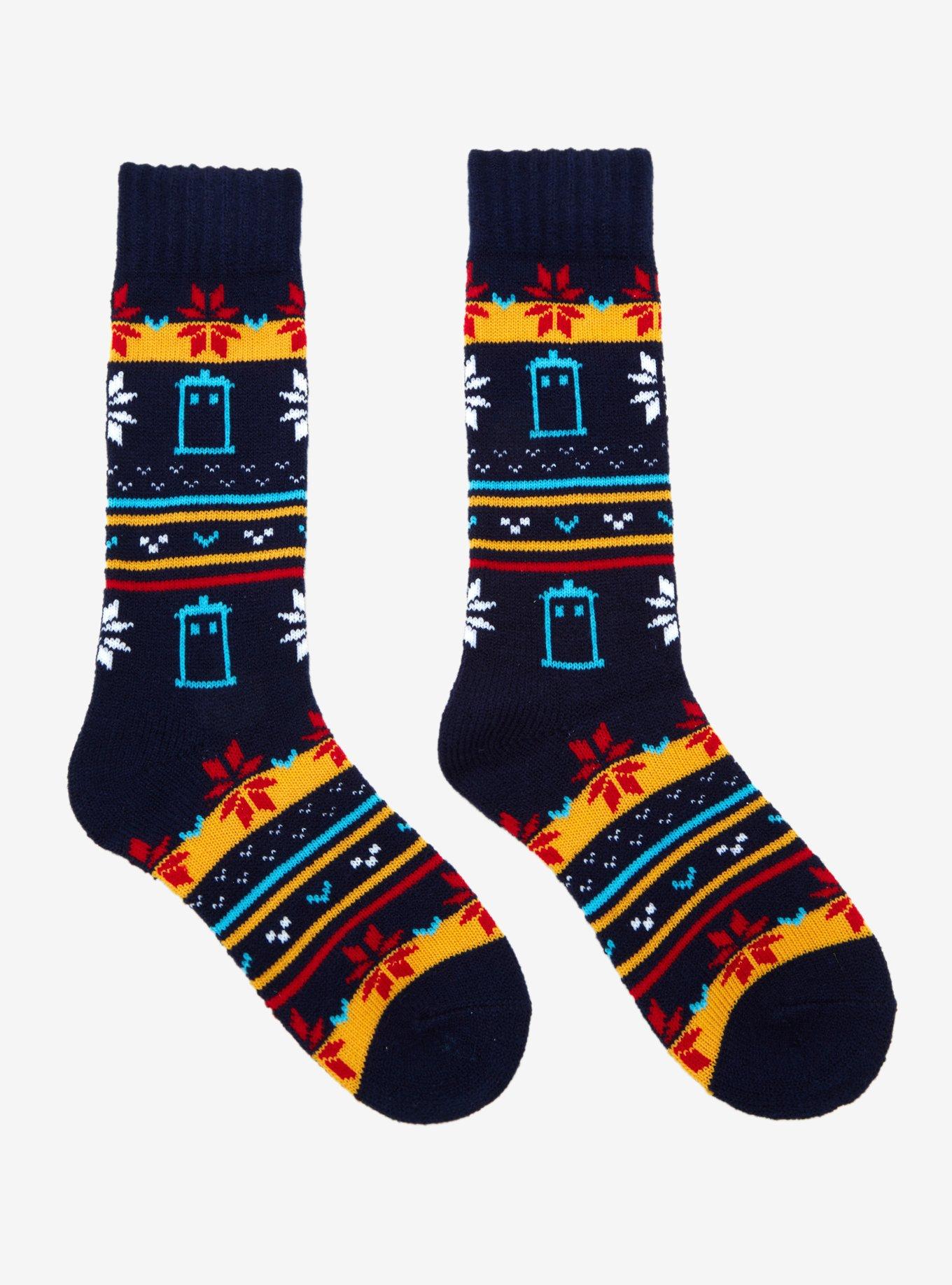 Doctor Who TARDIS Fair Isle Cozy Crew Socks, , hi-res view 1