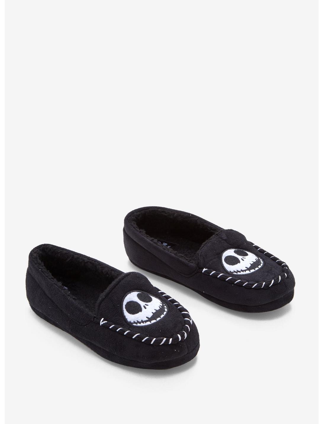 The Nightmare Before Christmas Jack Head Moccasin Slippers, BLACK-WHITE, hi-res