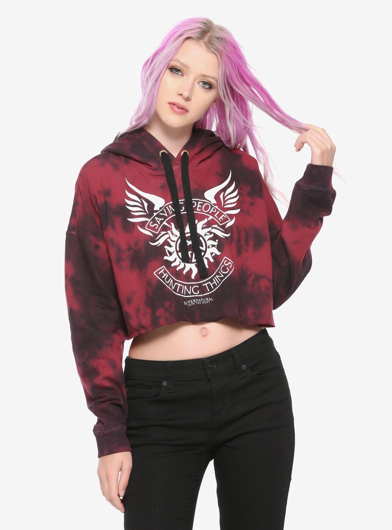 Supernatural Tie Dye Girls Crop Hoodie Hot Topic