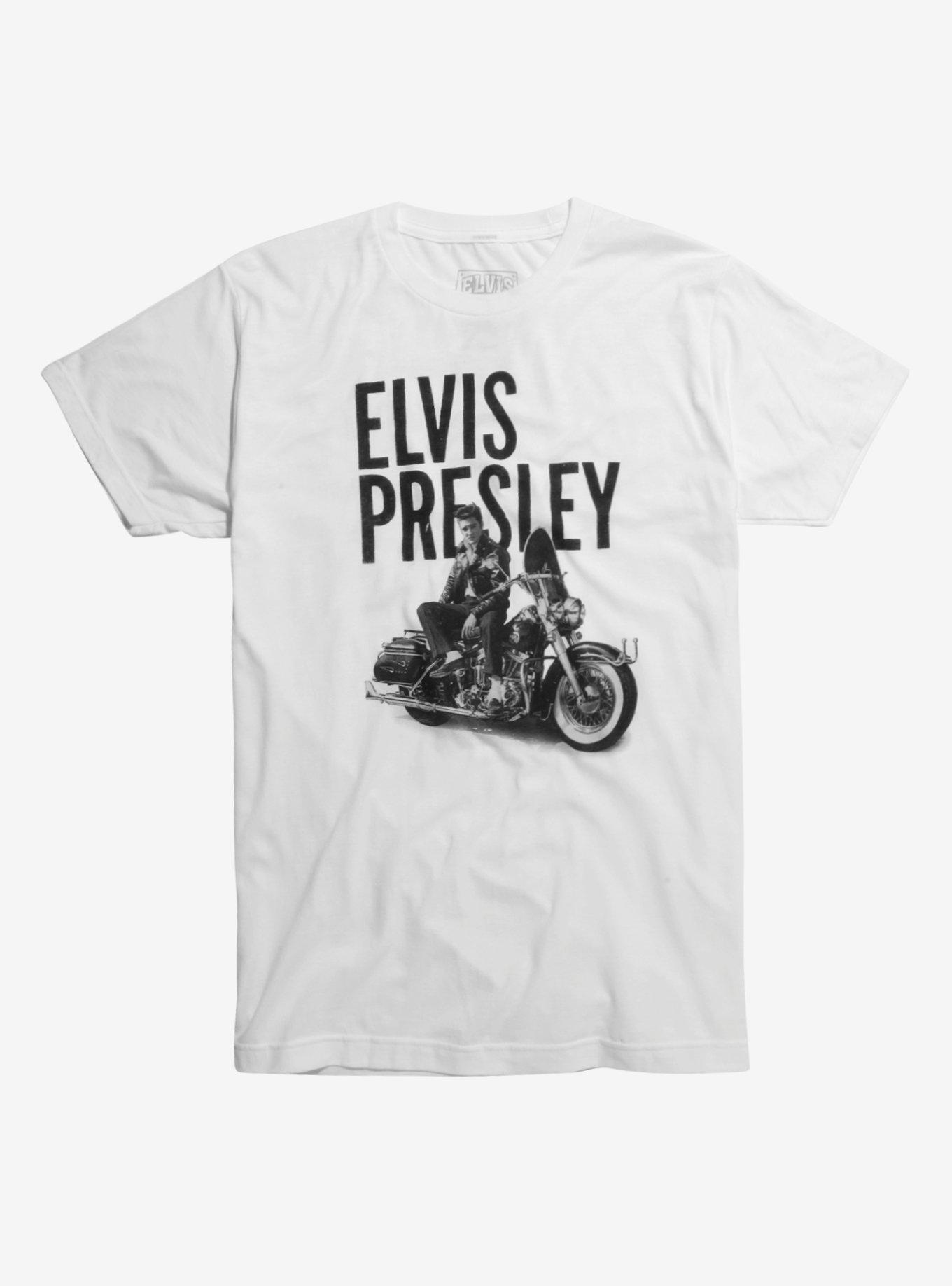 Elvis Presley Motorcycle T-Shirt, WHITE, hi-res