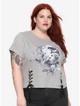 The Nightmare Before Christmas Watercolor Lace-Up Girls T-Shirt Plus Size, GREY, hi-res
