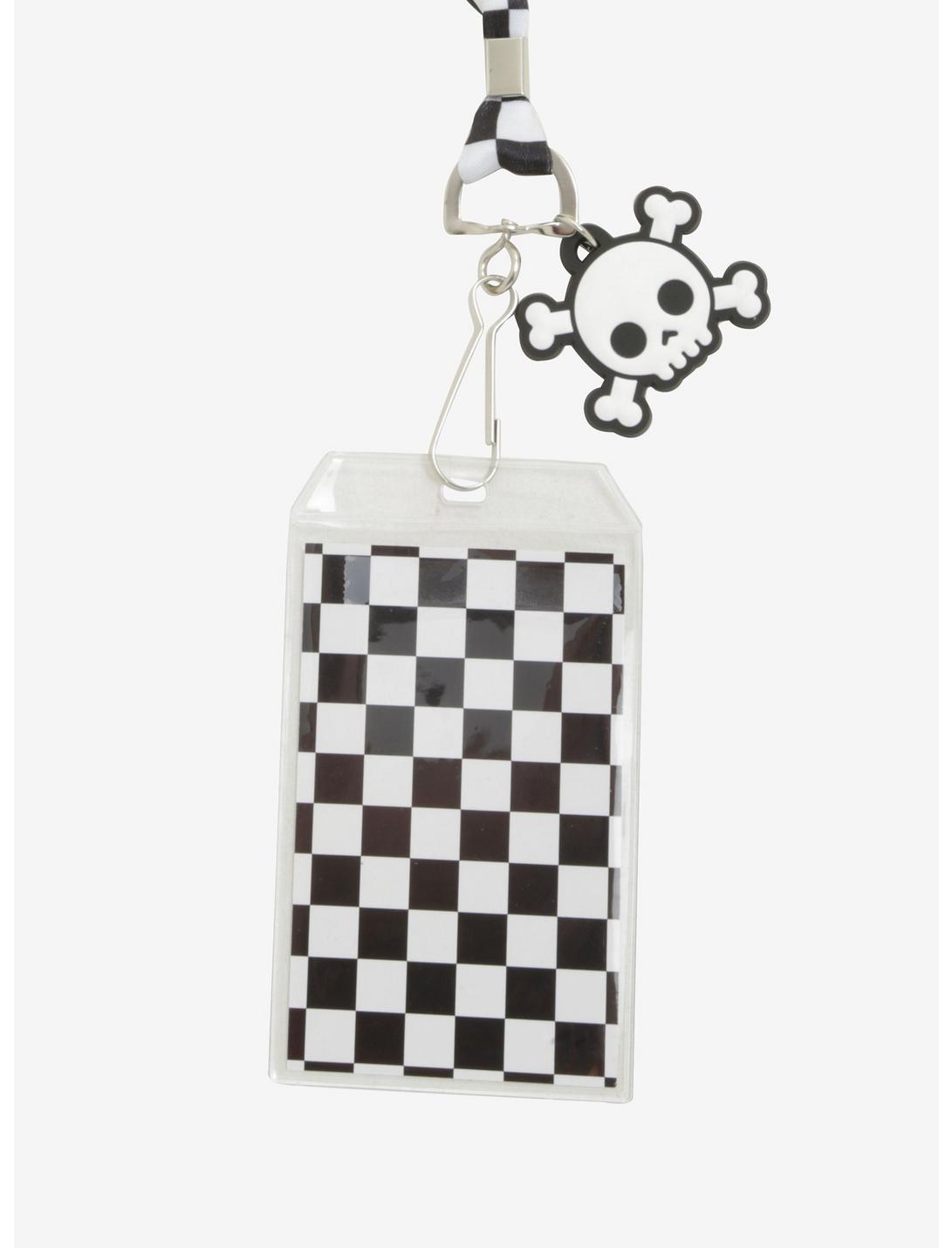 Hot Topic Black & White Checkered Lanyard 