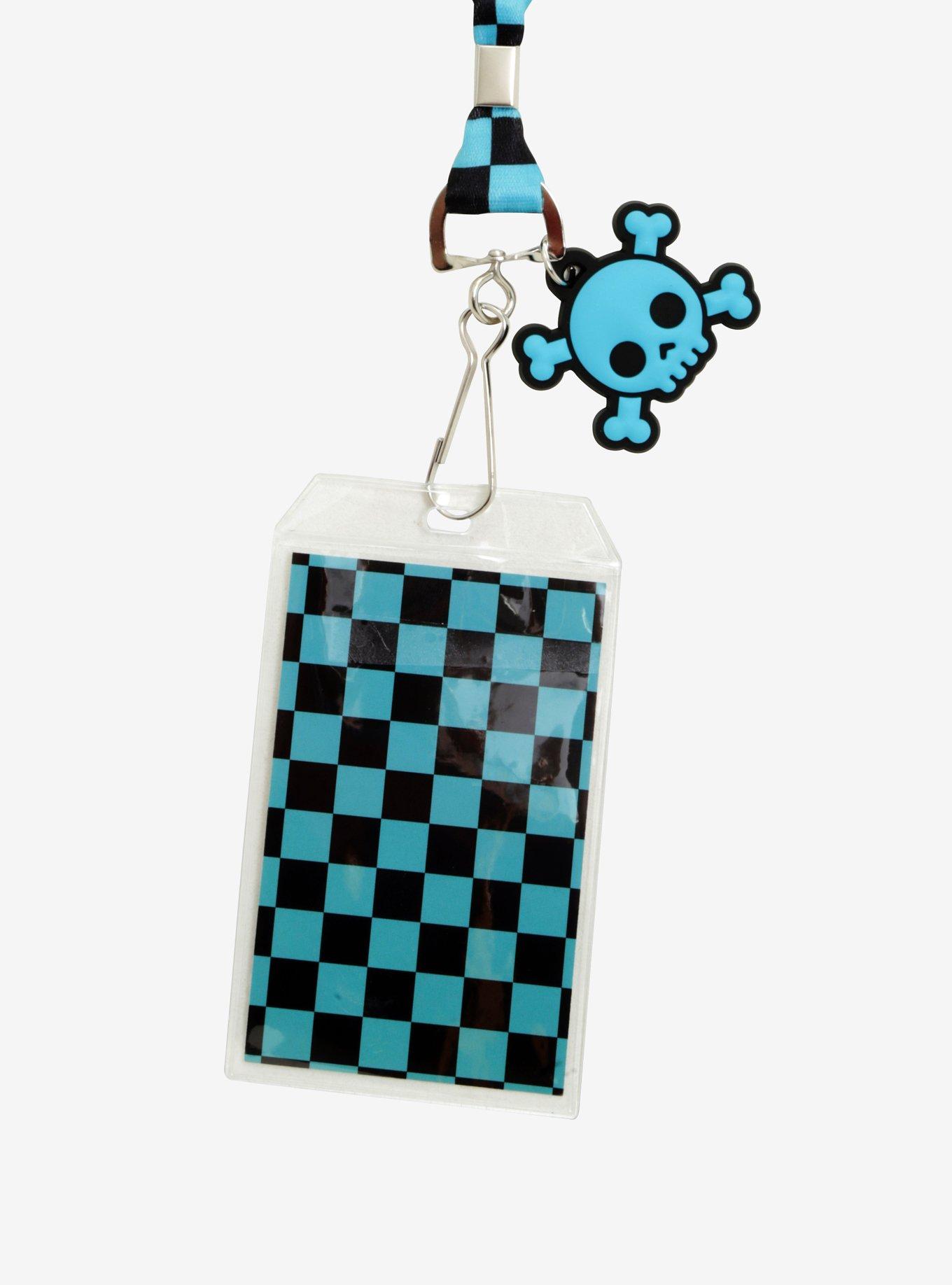 Black & Teal Checkered Lanyard, , hi-res