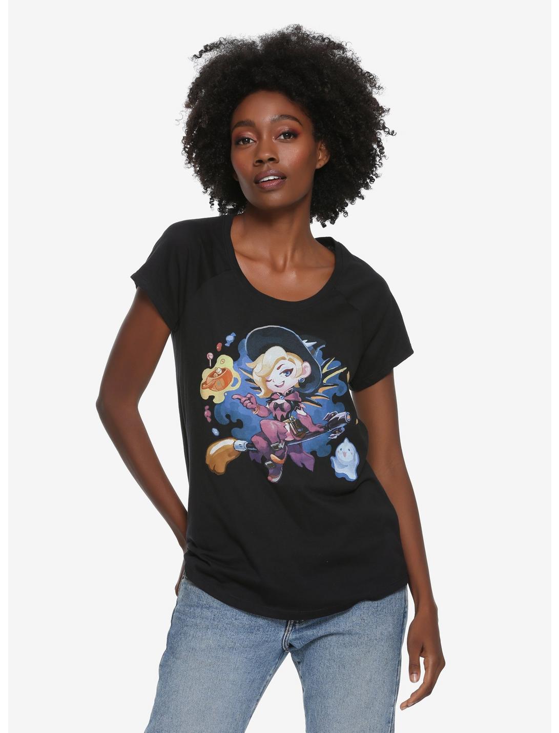 Overwatch Mercy Halloween Witch T-Shirt - BoxLunch Exclusive, BLACK, hi-res