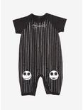 The Nightmare Before Christmas Jack Skellington Striped Baby Bodysuit - BoxLunch Exclusive, BLACK, hi-res