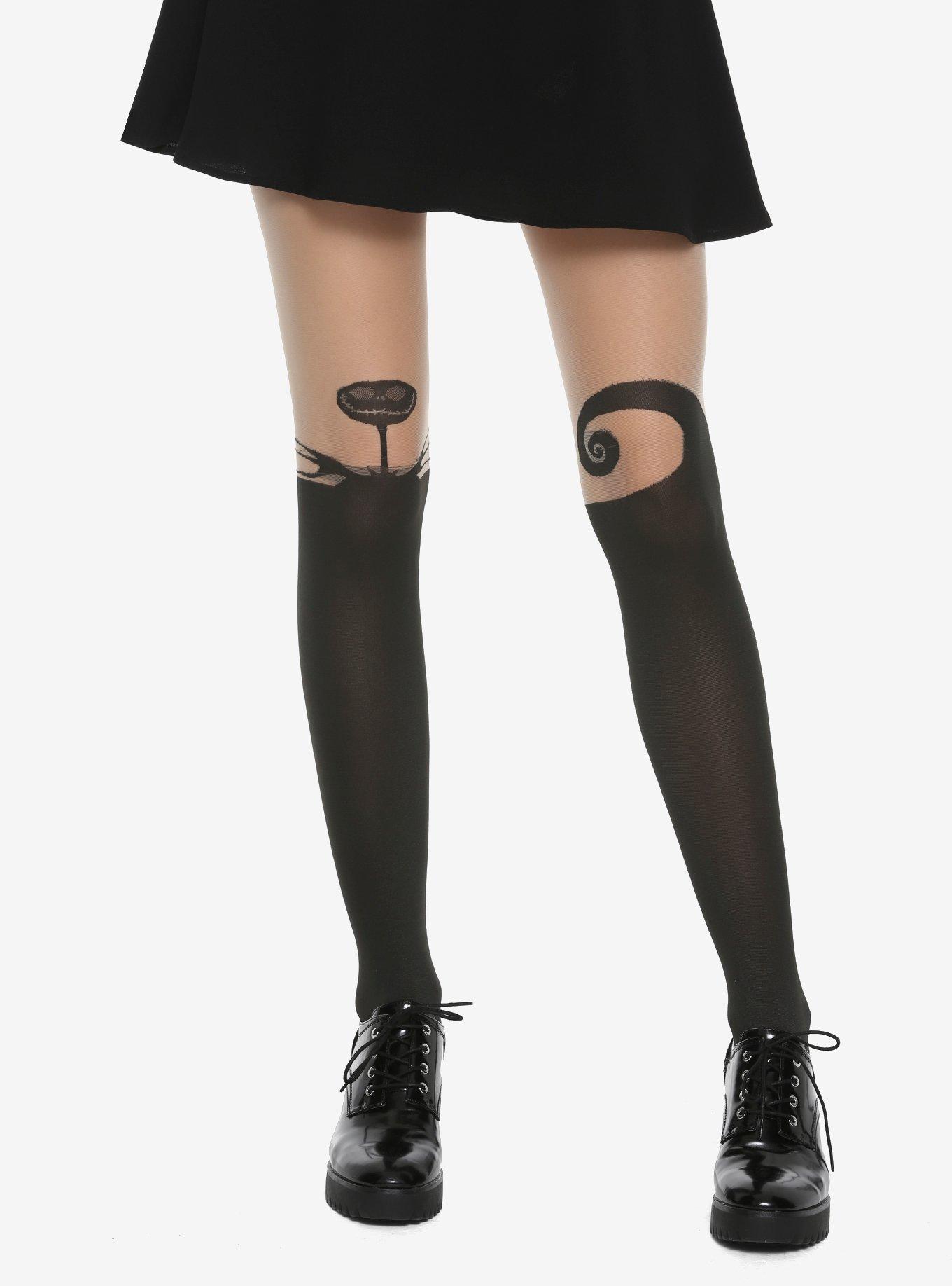The Nightmare Before Christmas Silhouette Tights, BLACK, hi-res
