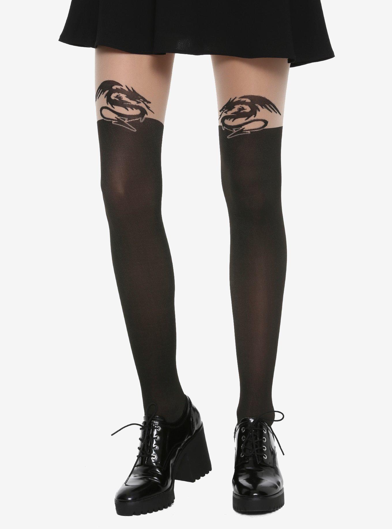 Blackheart Dragon Faux Thigh High Tights Hot Topic