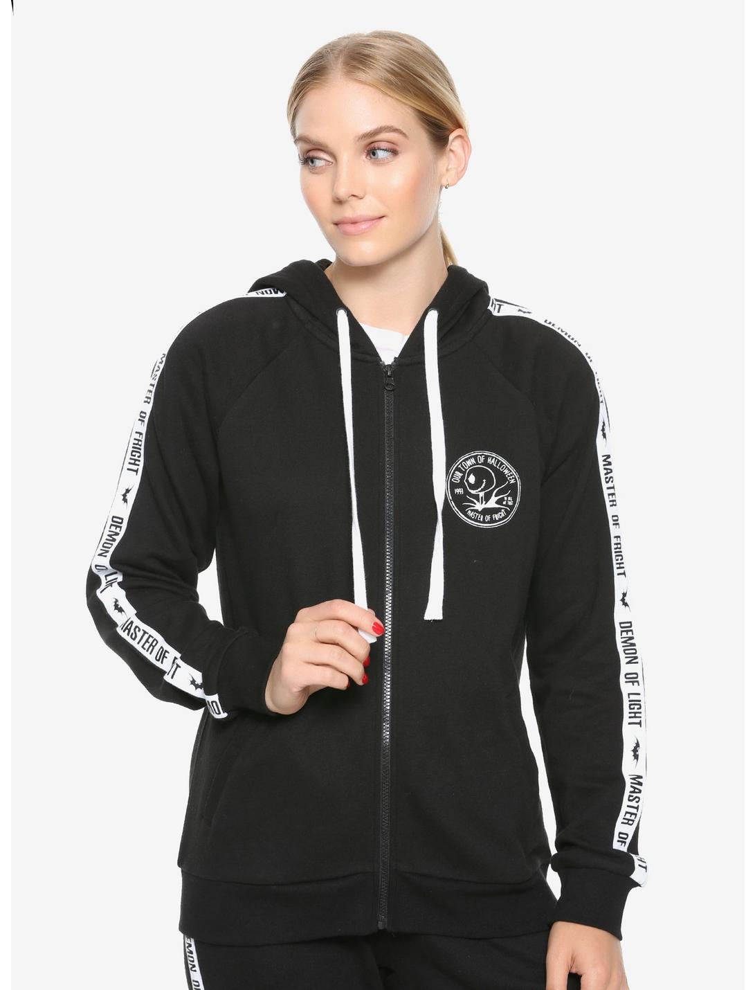 The Nightmare Before Christmas Taped Zip-Up Hoodie - BoxLunch Exclusive, BLACK, hi-res