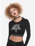 BlackCraft Baphomet Girls Long-Sleeve Crop T-Shirt Hot Topic Exclusive, BLACK, hi-res