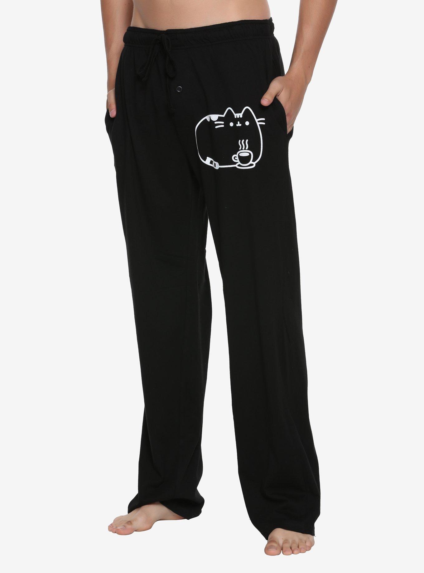 Pusheen Coffee Cat Guys Pajama Pants, BLACK, hi-res