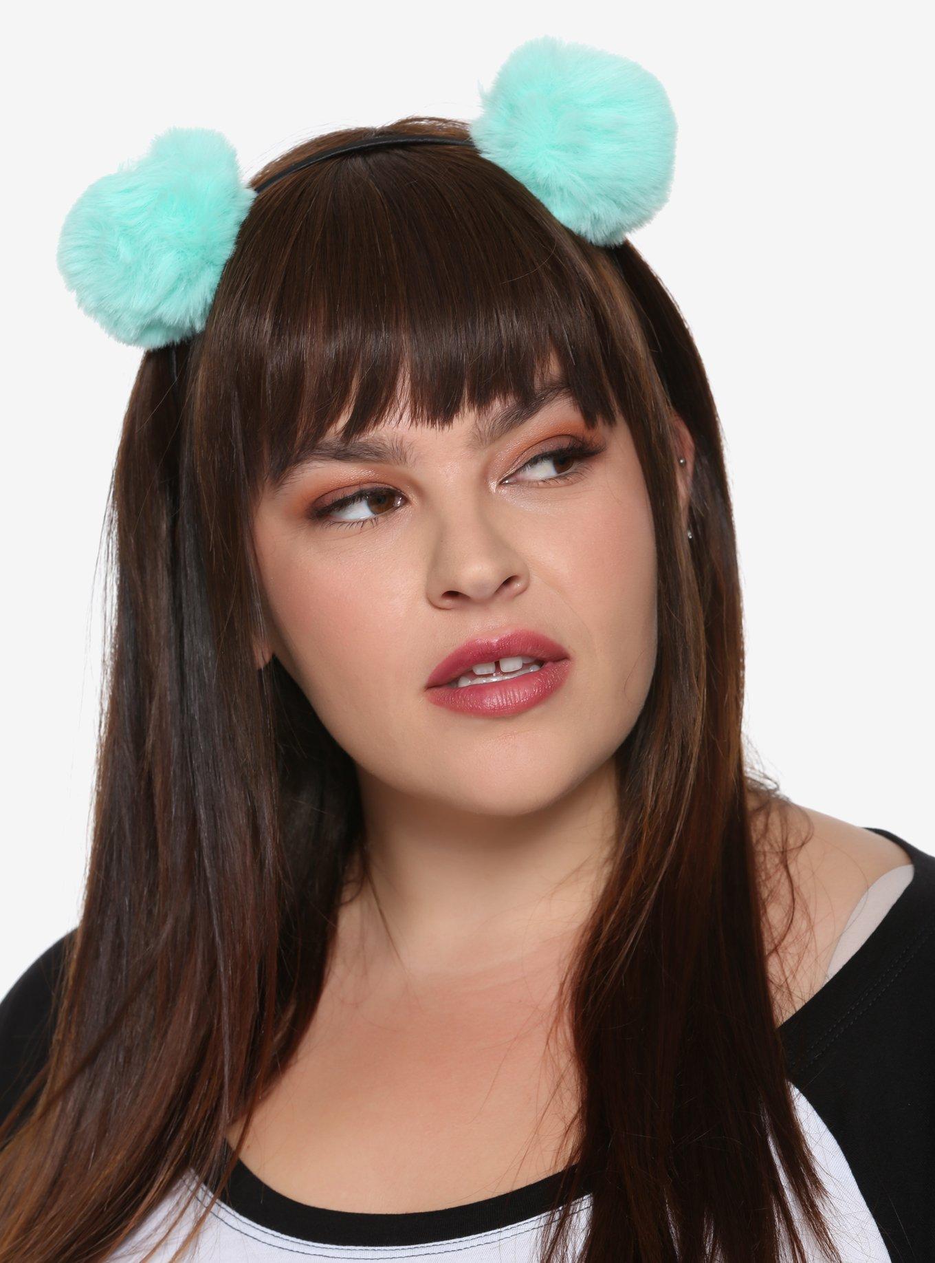 Blackheart Mint Green Furry Ears Headband, , hi-res