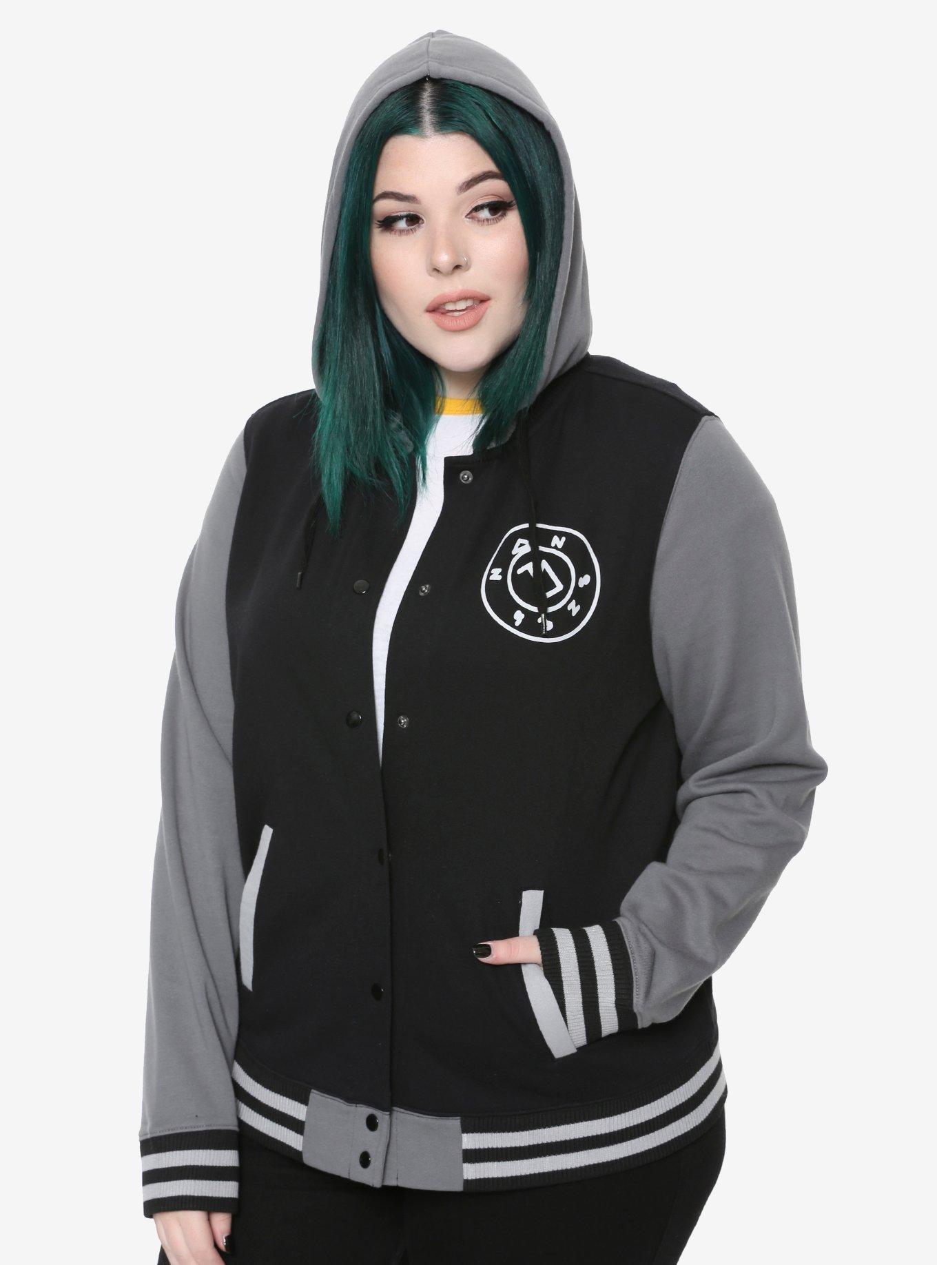 Supernatural Castiel Girls Varsity Jacket Plus Size, BLACK, hi-res