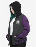 Supernatural Winchester Bros. Purple Girls Varsity Jacket Plus Size, BLACK, hi-res