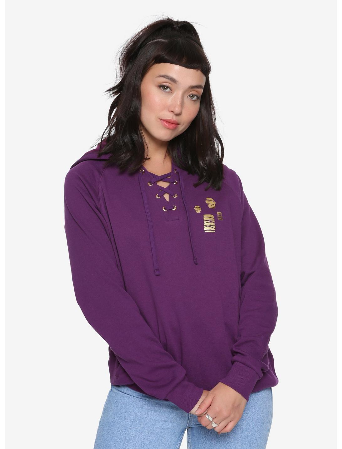 Disney Tangled Purple & Gold Lace-Up Girls Hoodie, PURPLE, hi-res