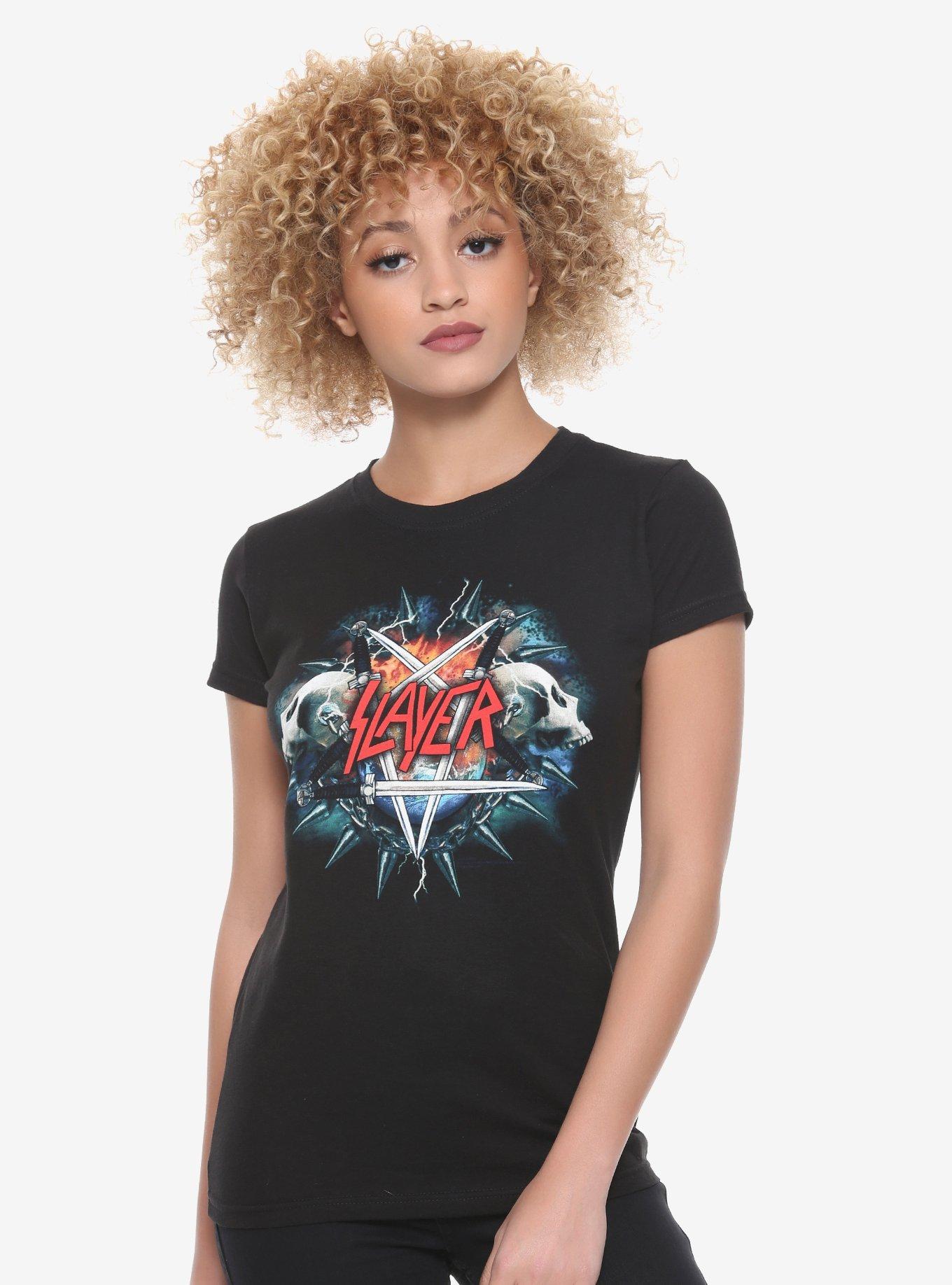 Slayer Sword Pentagram Girls T-Shirt, BLACK, hi-res