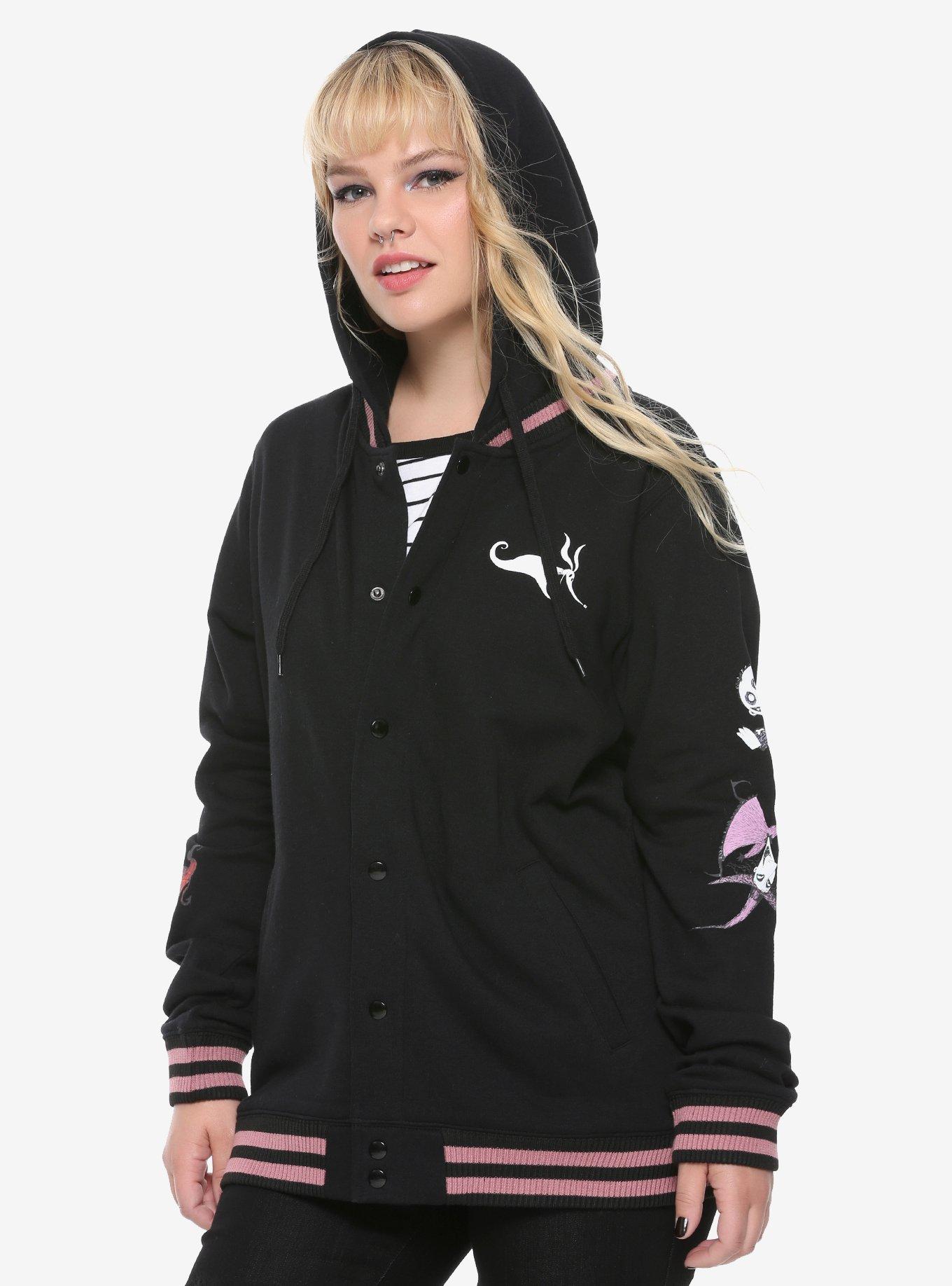 The Nightmare Before Christmas Zero Hooded Girls Varsity Jacket, BLACK, hi-res