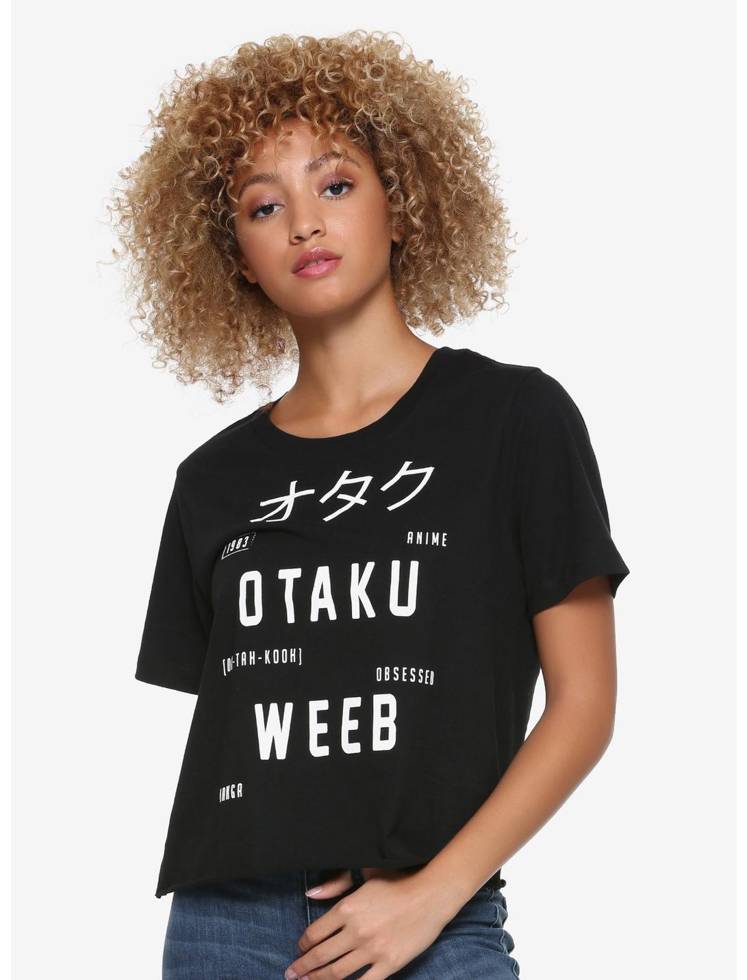 Otaku Weeb Girls Crop T-Shirt, BLACK, hi-res