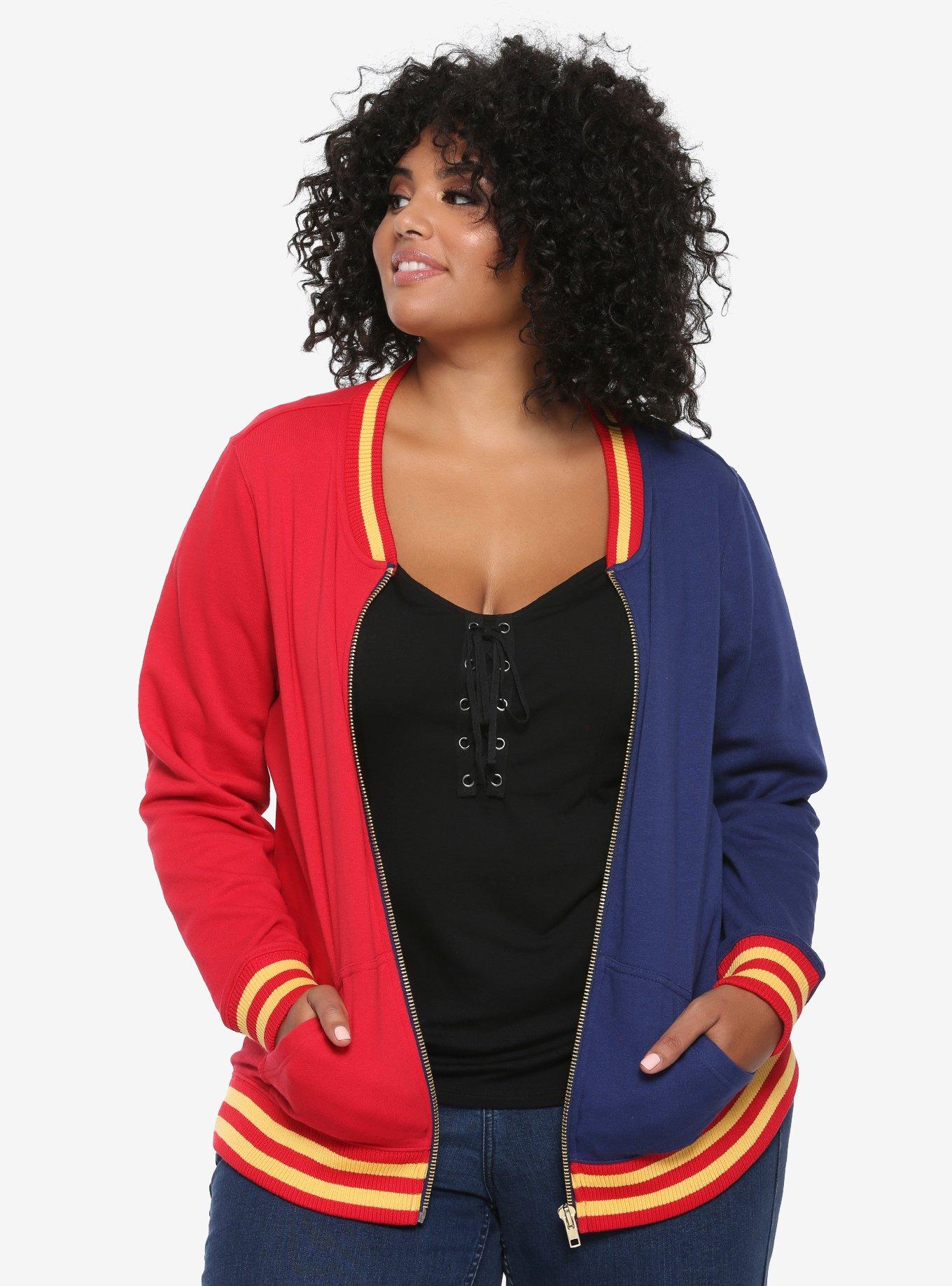 DC Comics Suicide Squad Harley Quinn Girls Varsity Jacket Plus Size, BLUE, hi-res