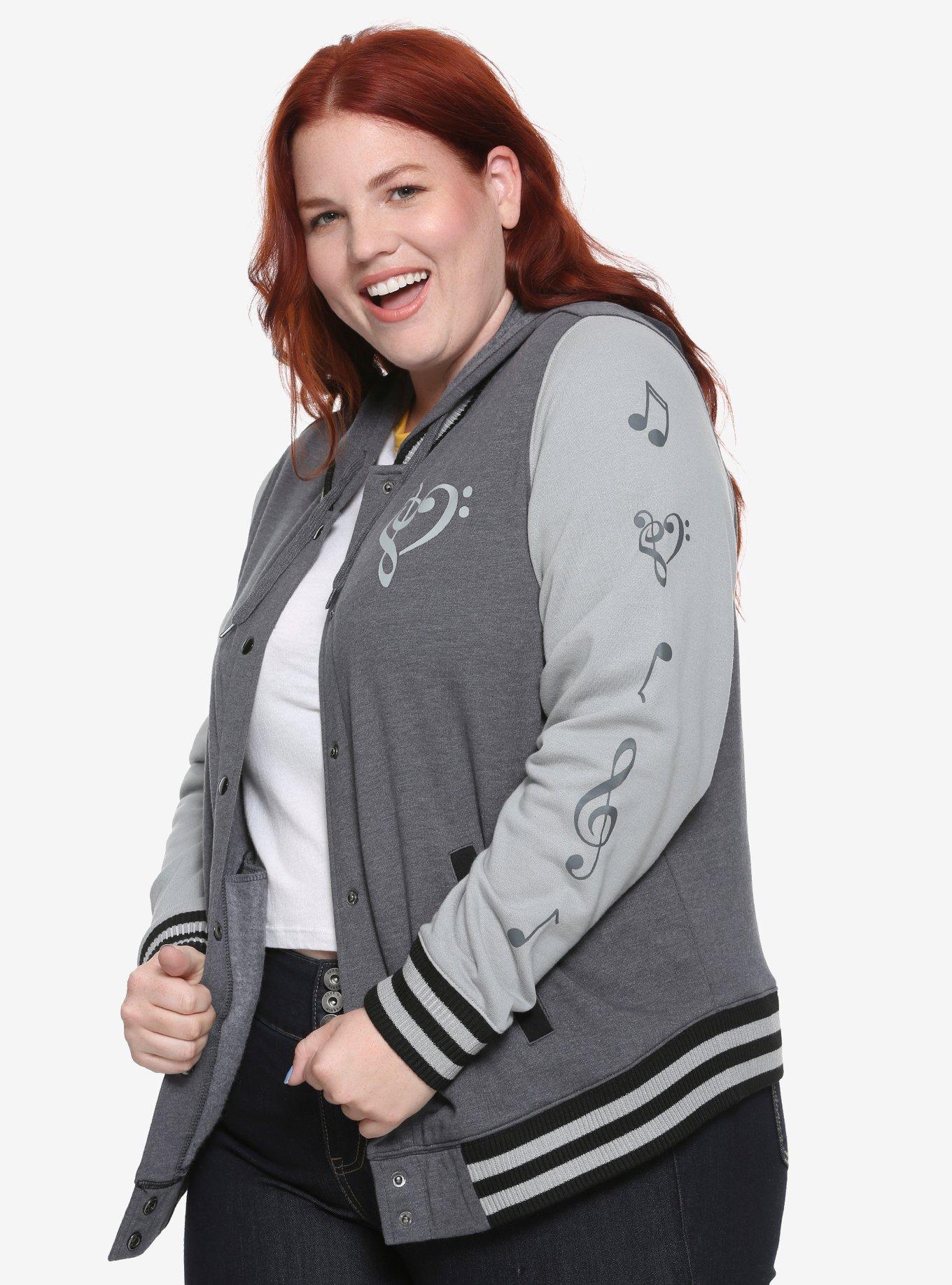 Hooded Musical Hearts Girls Varsity Jacket Plus Size Hot Topic