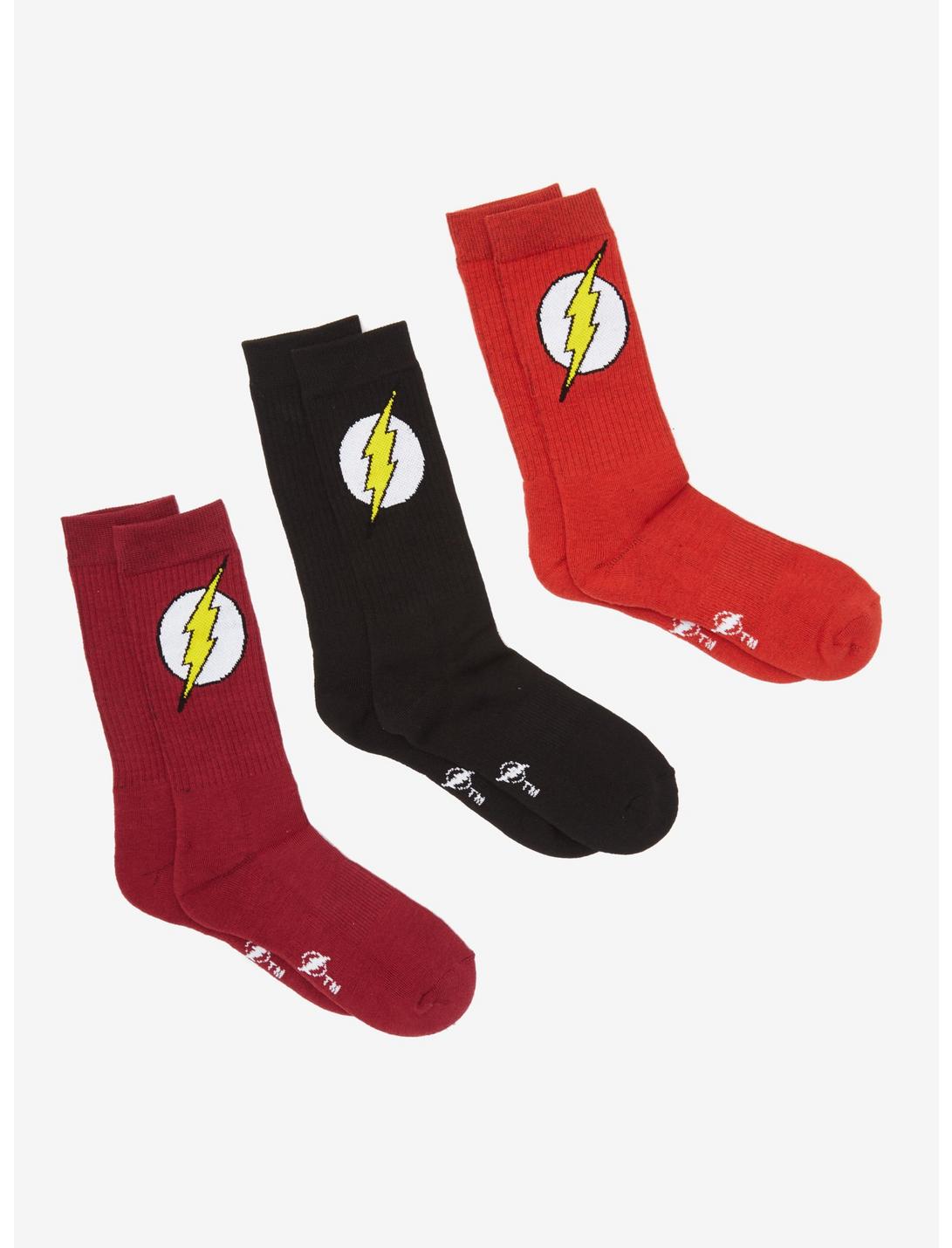 DC Comics The Flash Logo Crew Socks 3 Pair, , hi-res