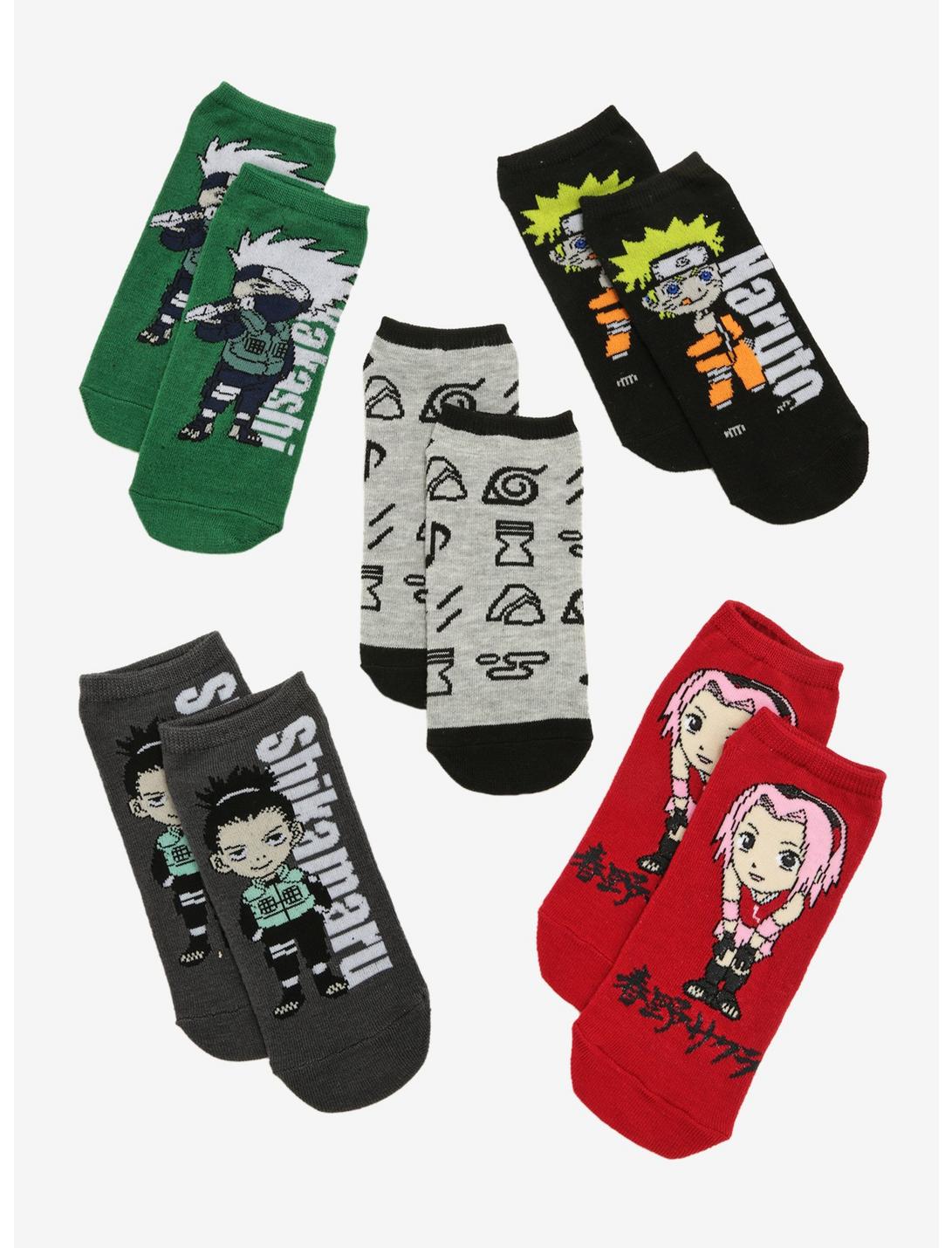 Naruto Shippuden Character No-Show Socks 5 Pair, , hi-res